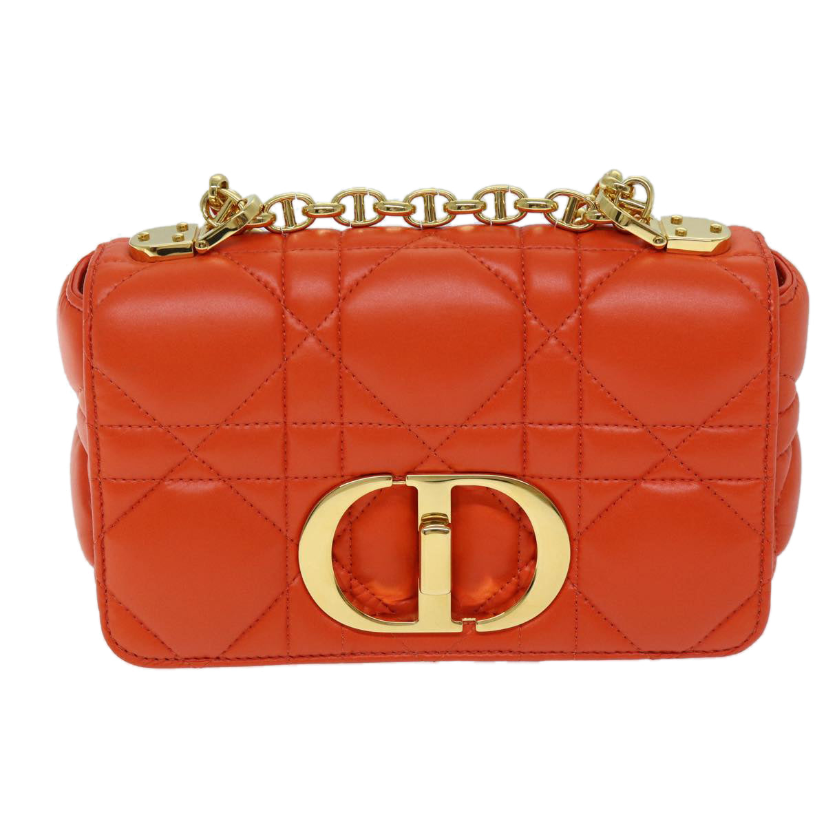 Christian Dior Canage Shoulder Bag Leather Orange Auth 71576SA - 0