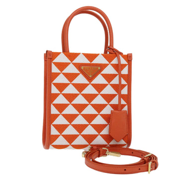 PRADA Hand Bag Canvas 2way Orange Auth 71577SAM