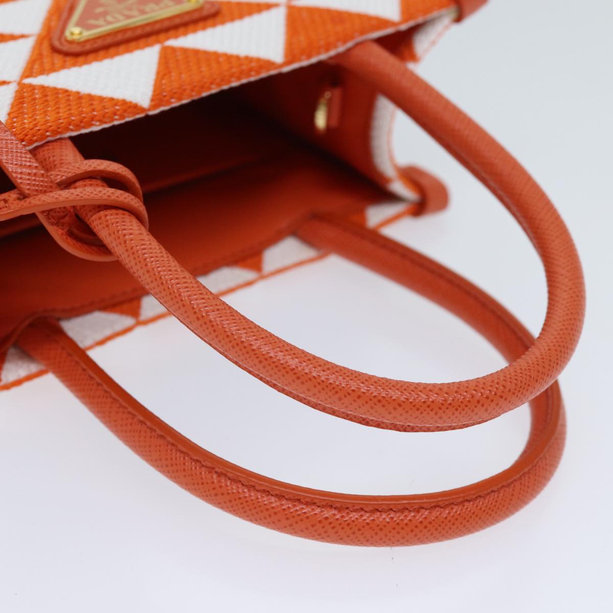 PRADA Hand Bag Canvas 2way Orange Auth 71577SA