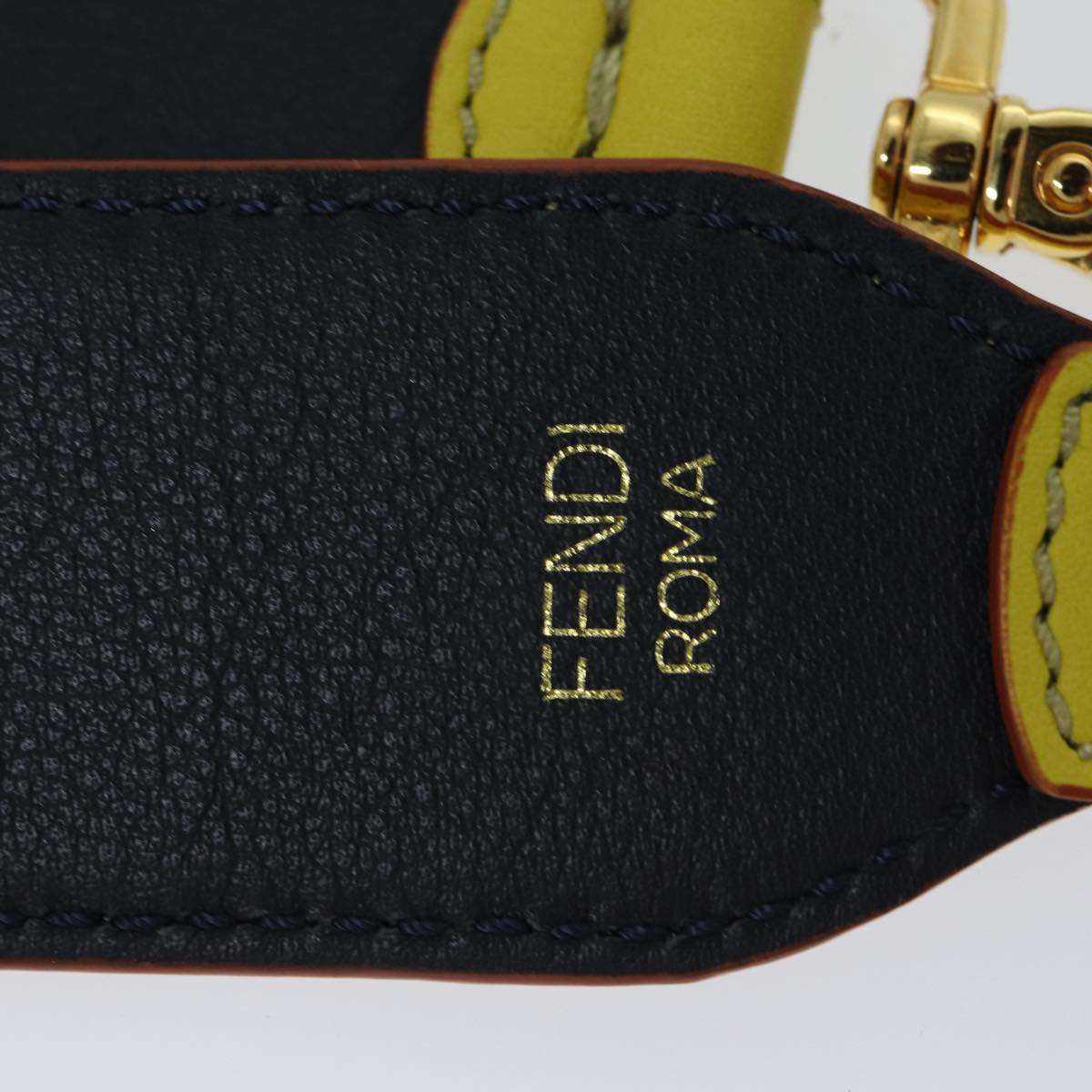 FENDI Leather Shoulder Strap 31.9"" Yellow Auth 71578