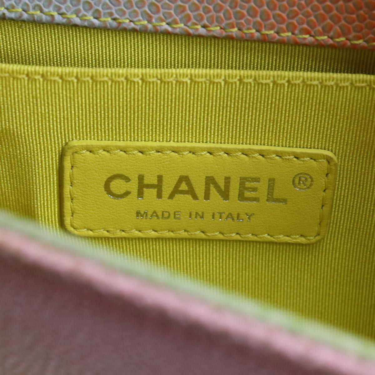 CHANEL Matelasse Boy Chanel Chain Shoulder Bag Leather Rainbow CC Auth 71579S