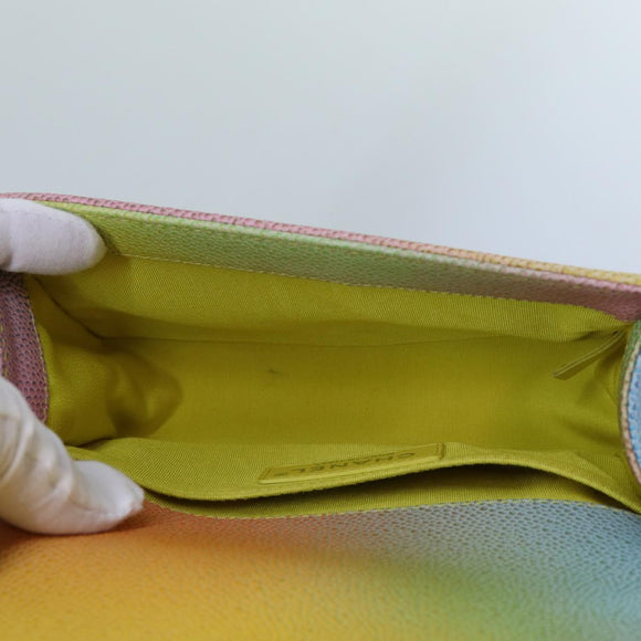 CHANEL Matelasse Boy Chanel Chain Shoulder Bag Leather Rainbow CC Auth 71579SM