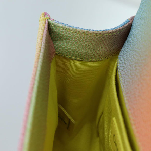 CHANEL Matelasse Boy Chanel Chain Shoulder Bag Leather Rainbow CC Auth 71579SM