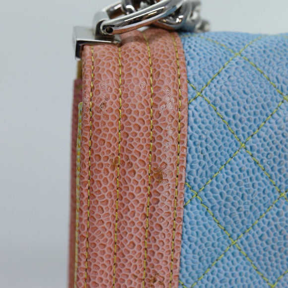 CHANEL Matelasse Boy Chanel Chain Shoulder Bag Leather Rainbow CC Auth 71579SM