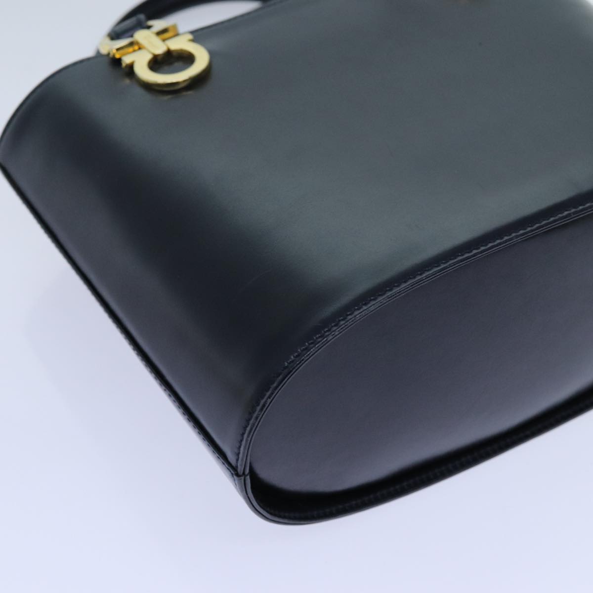 Salvatore Ferragamo Hand Bag Leather Black Auth 71581