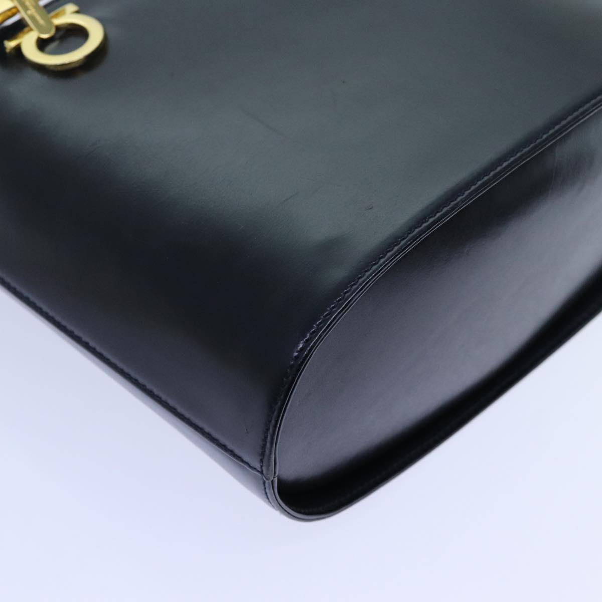 Salvatore Ferragamo Hand Bag Leather Black Auth 71581