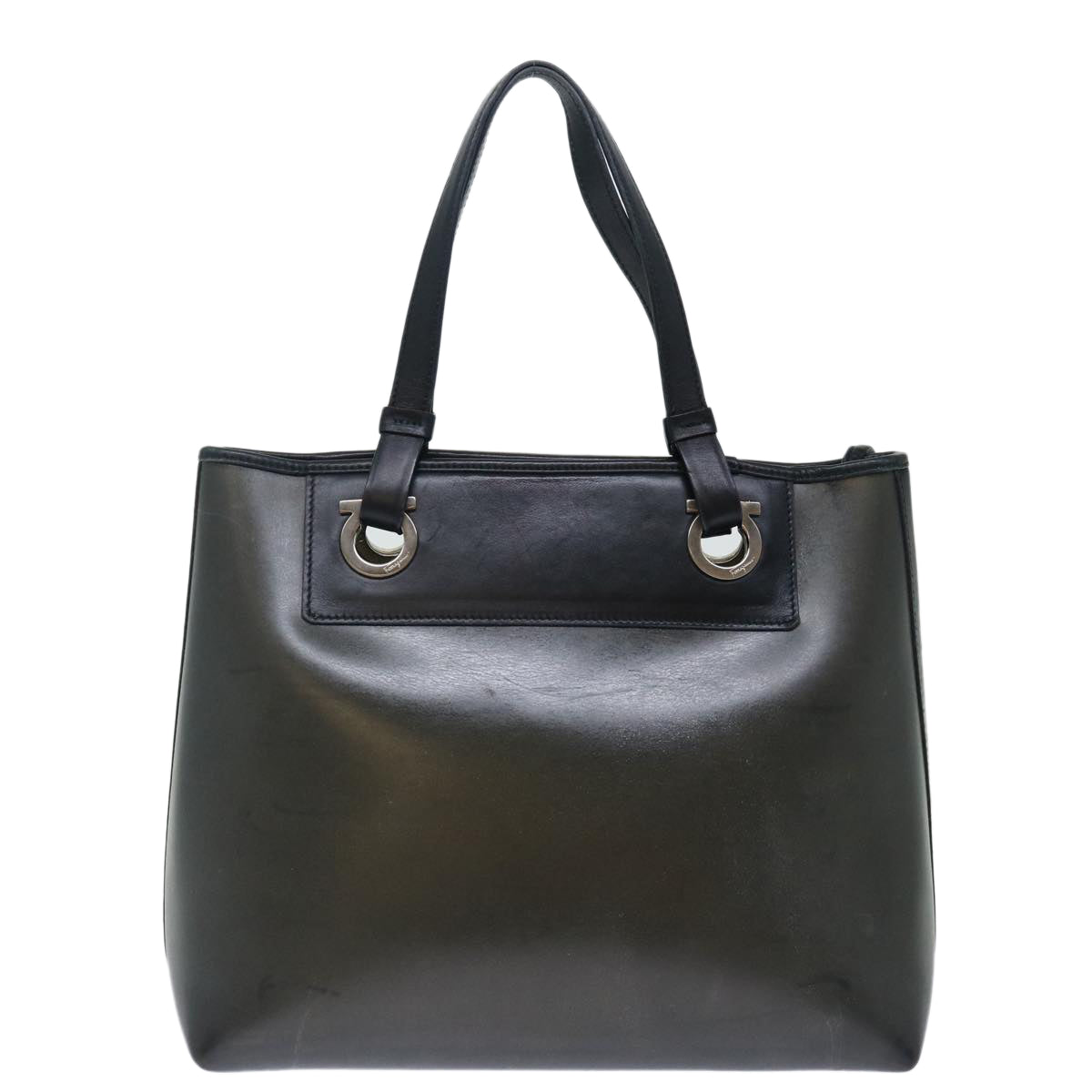 Salvatore Ferragamo Hand Bag Leather Black Auth 71582 - 0