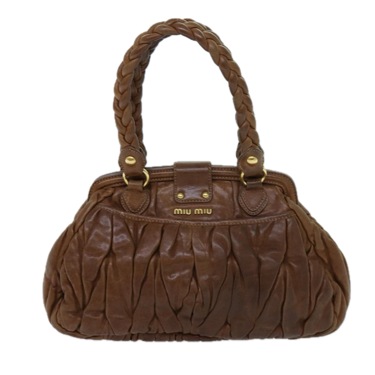 Miu Miu Hand Bag Leather Brown Auth 71584 - 0