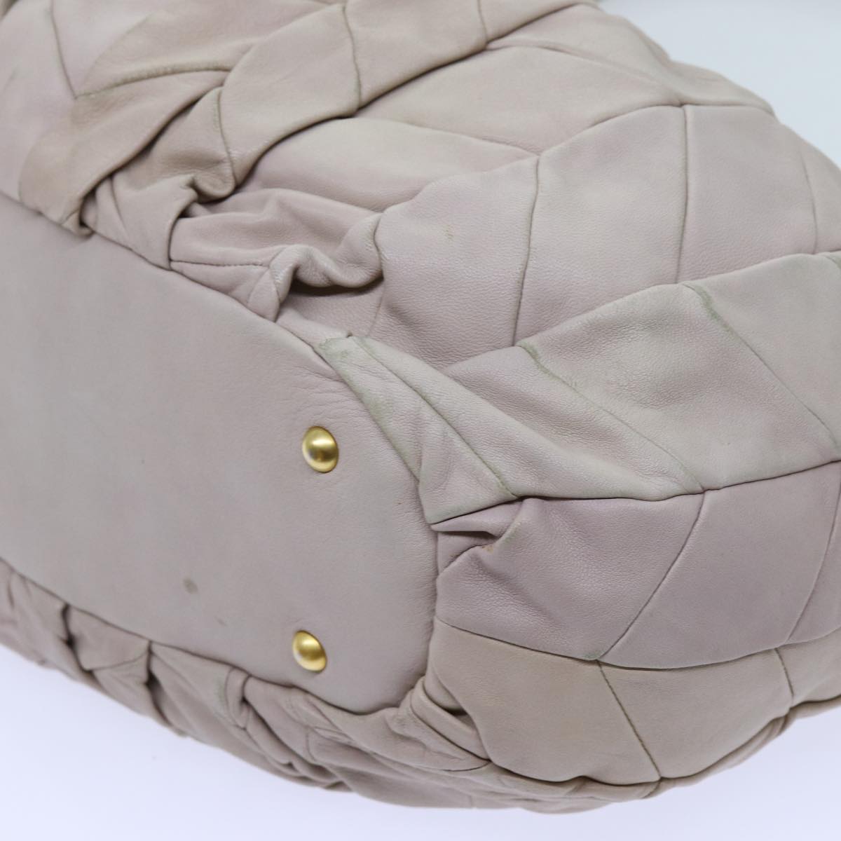 Miu Miu Hand Bag Leather 2way Gray Auth 71585