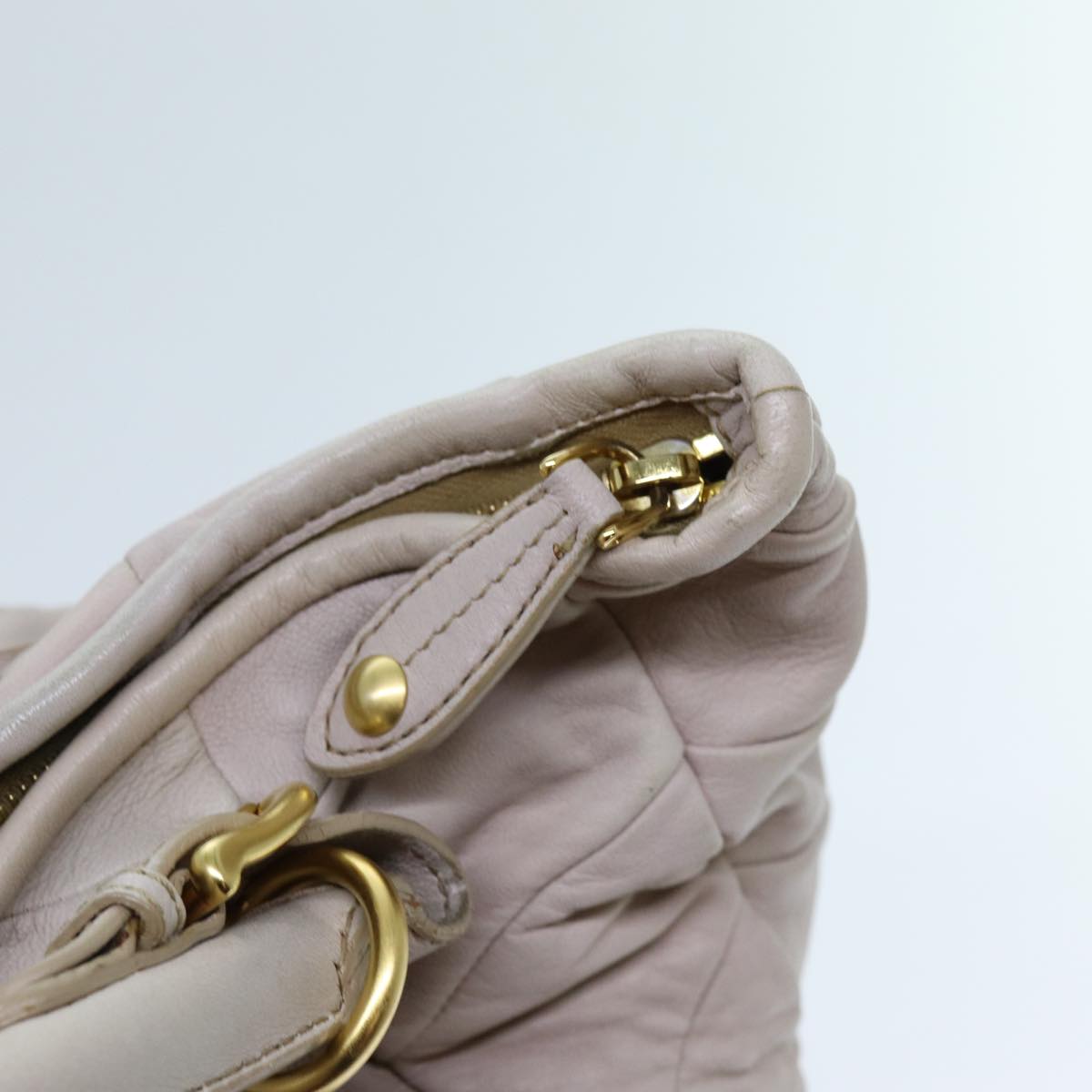 Miu Miu Hand Bag Leather 2way Gray Auth 71585