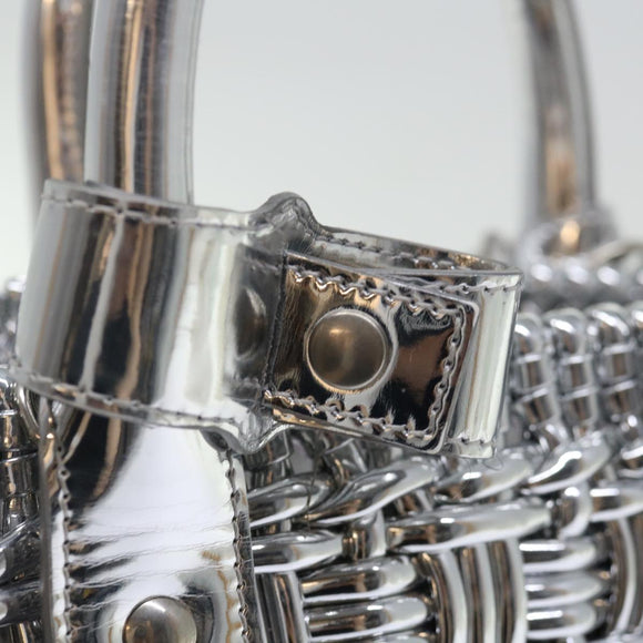 BALENCIAGA Bistro XS Hand Bag Wicker 2way Silver 671342 Auth 71589A