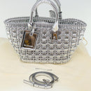 BALENCIAGA Bistro XS Hand Bag Wicker 2way Silver 671342 Auth 71589A-12