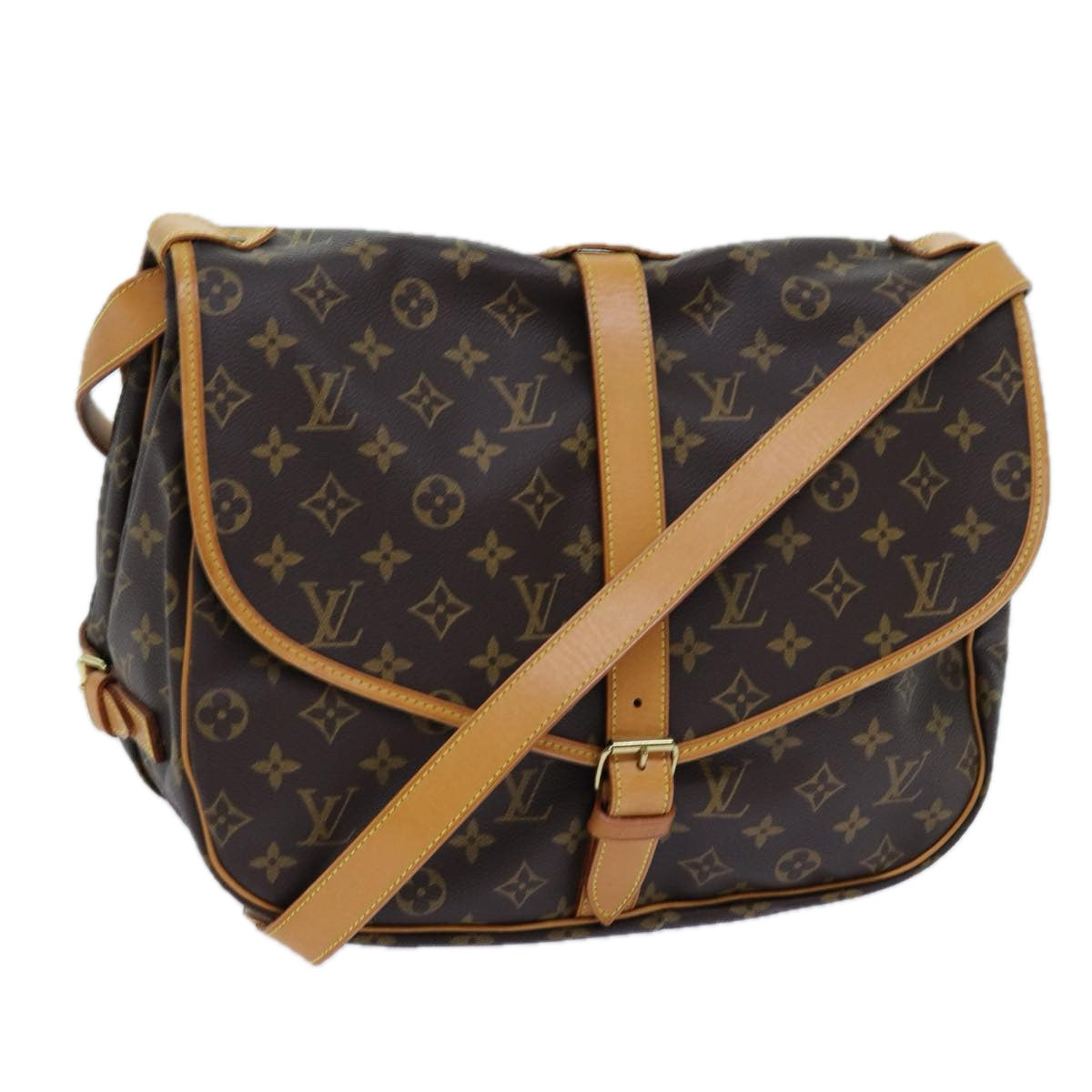 LOUIS VUITTON Monogram Saumur 35 Shoulder Bag M42254 LV Auth 71604A