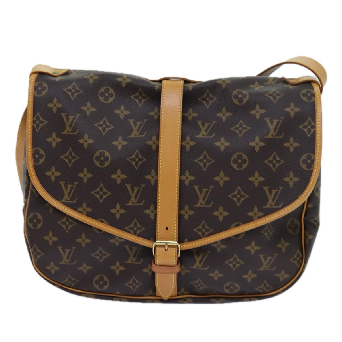 LOUIS VUITTON Monogram Saumur 35 Shoulder Bag M42254 LV Auth 71604A