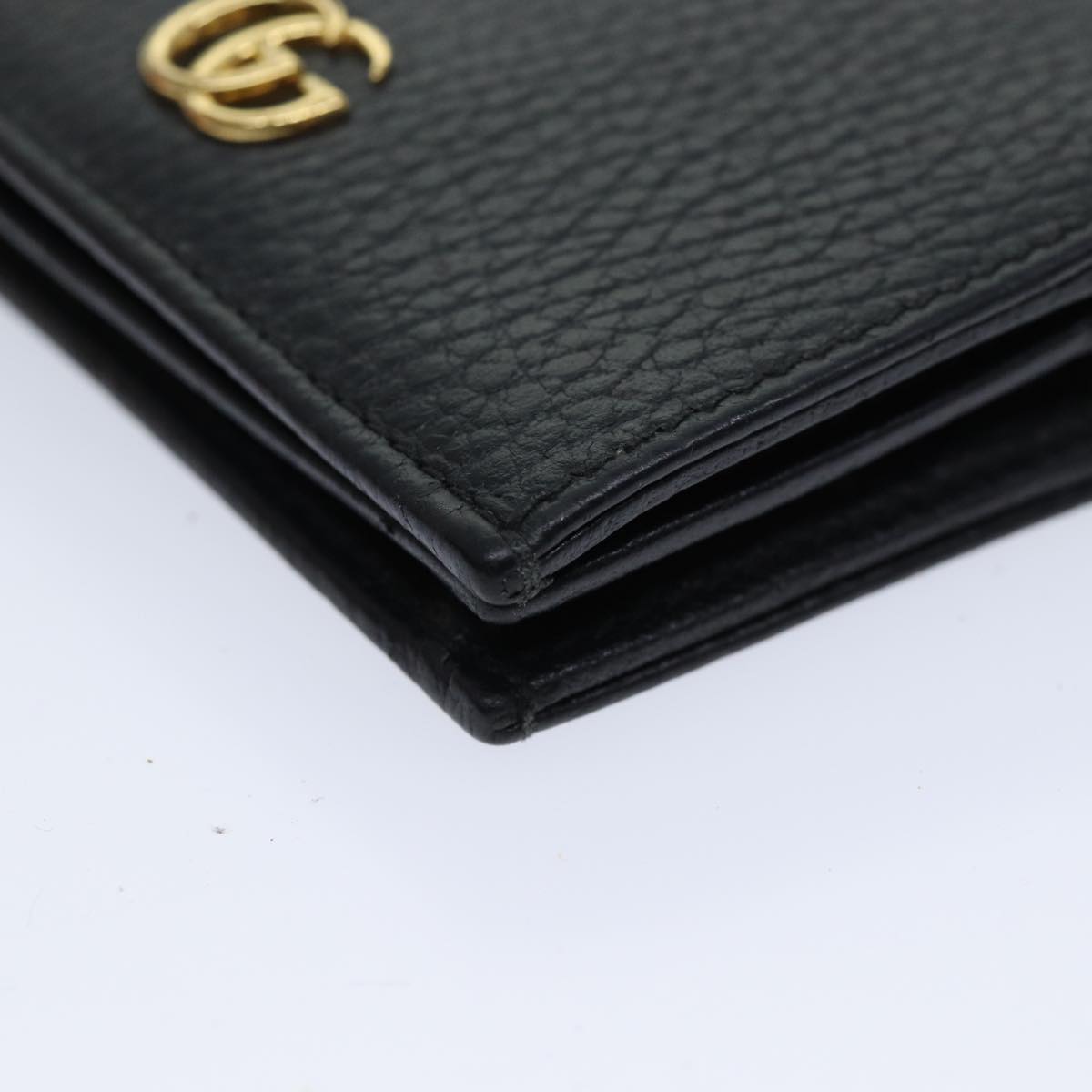 GUCCI GG Marmont Wallet Leather Black 456126 Auth 71618