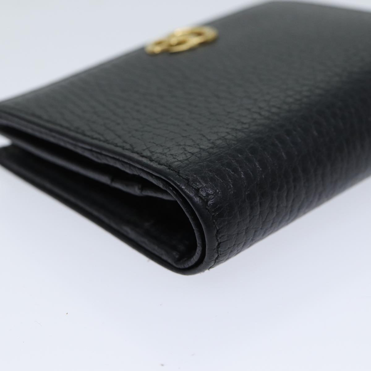 GUCCI GG Marmont Wallet Leather Black 456126 Auth 71618