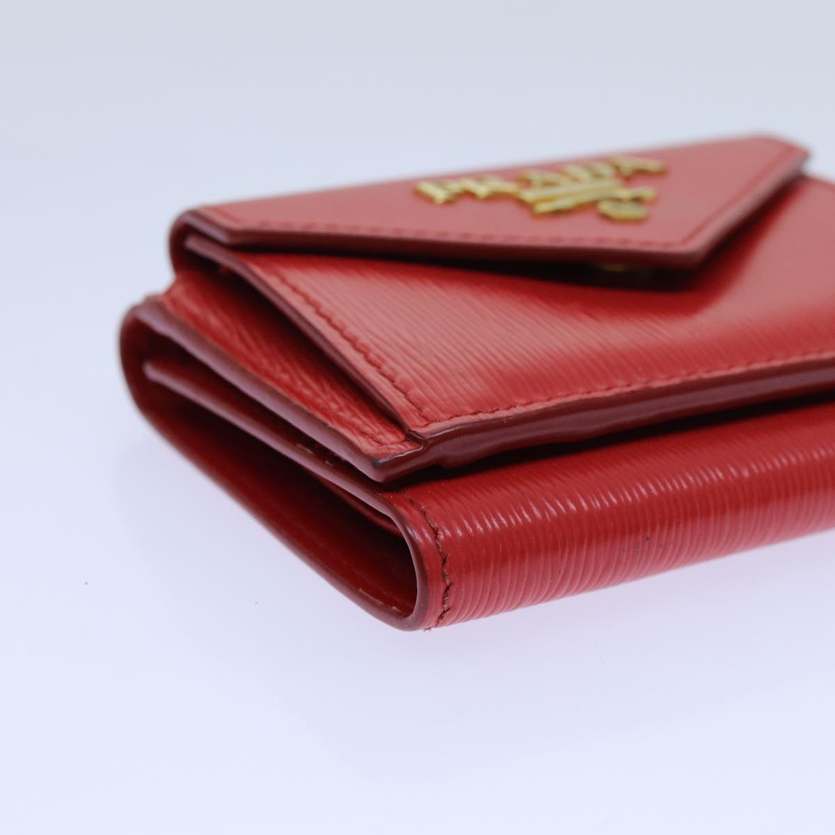 PRADA Wallet Safiano leather Red Auth 71619