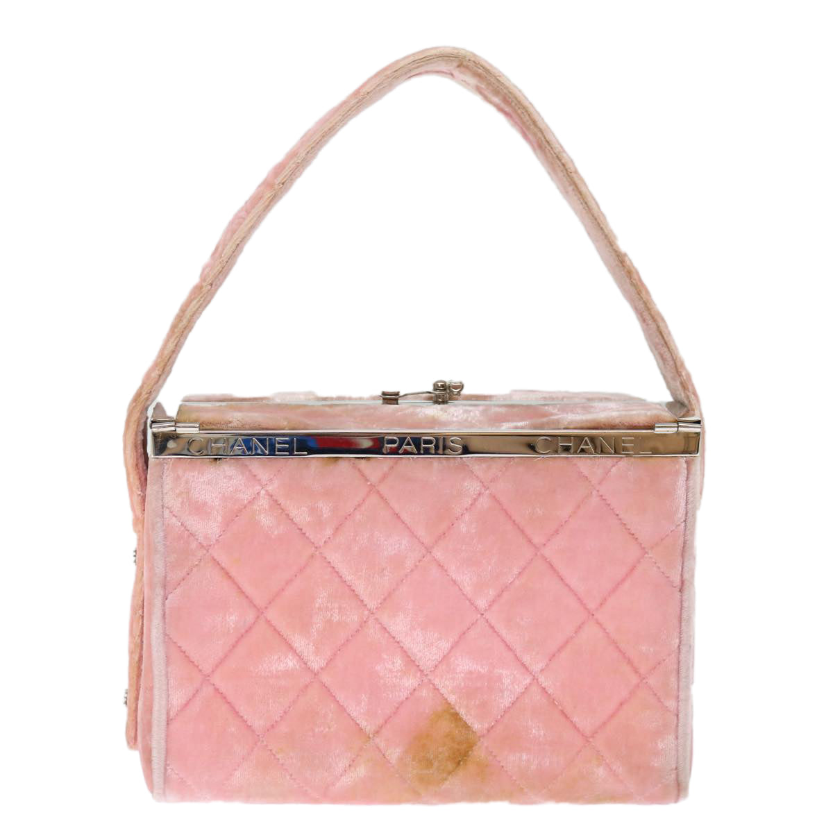CHANEL Matelasse Hand Bag Velor Pink CC Auth 71634A - 0