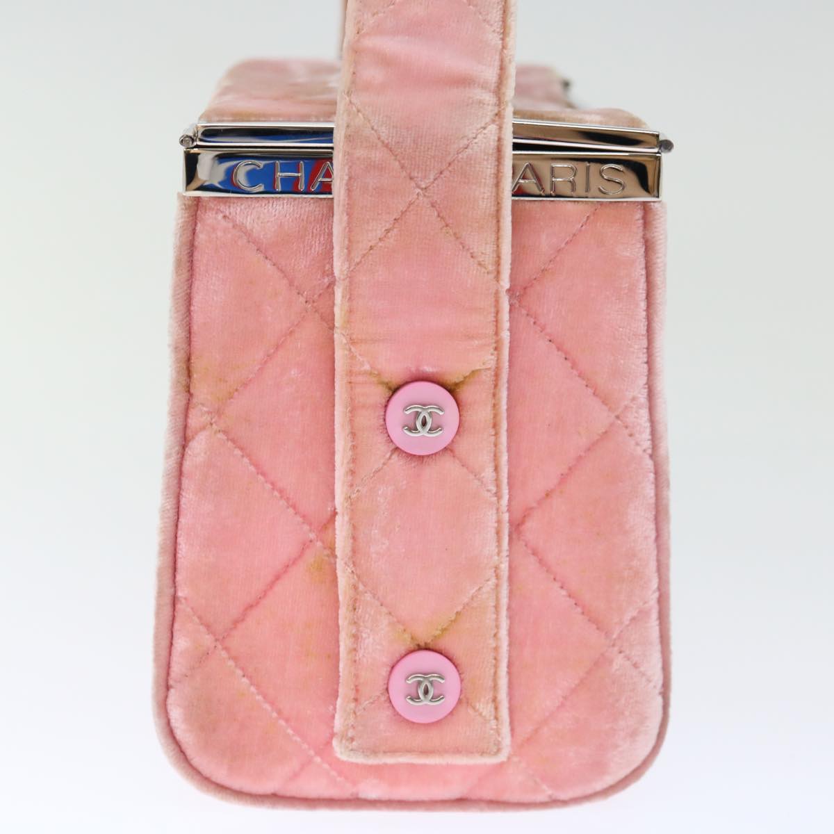 CHANEL Matelasse Hand Bag Velor Pink CC Auth 71634A