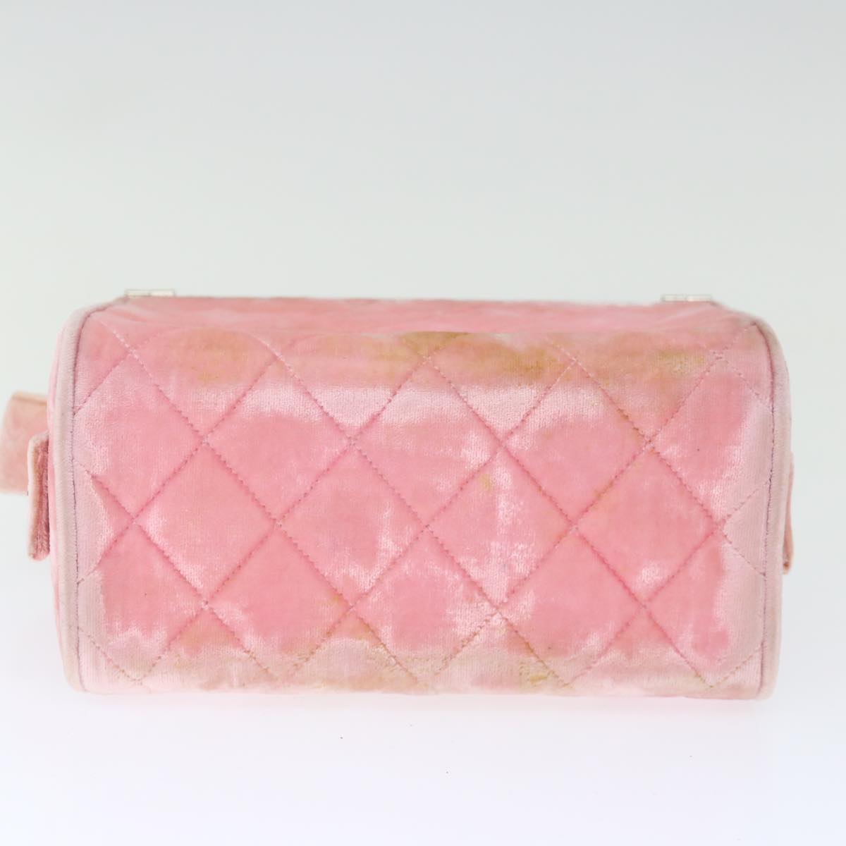 CHANEL Matelasse Hand Bag Velor Pink CC Auth 71634A