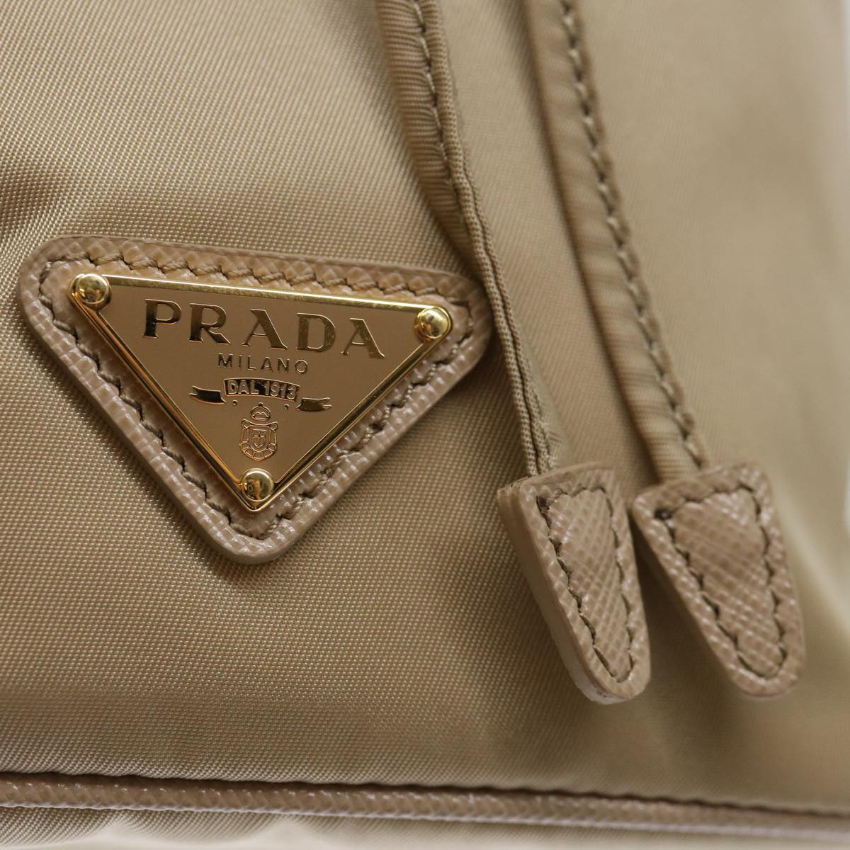 PRADA Shoulder Bag Nylon 2way Beige Auth 71637A