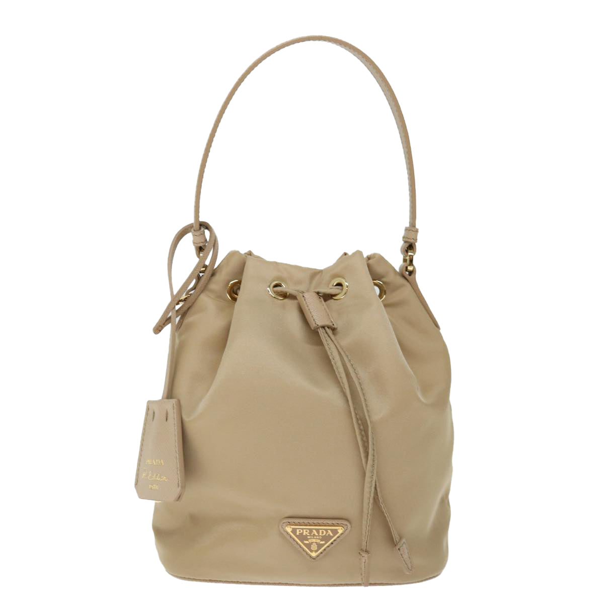 PRADA Shoulder Bag Nylon 2way Beige Auth 71637A