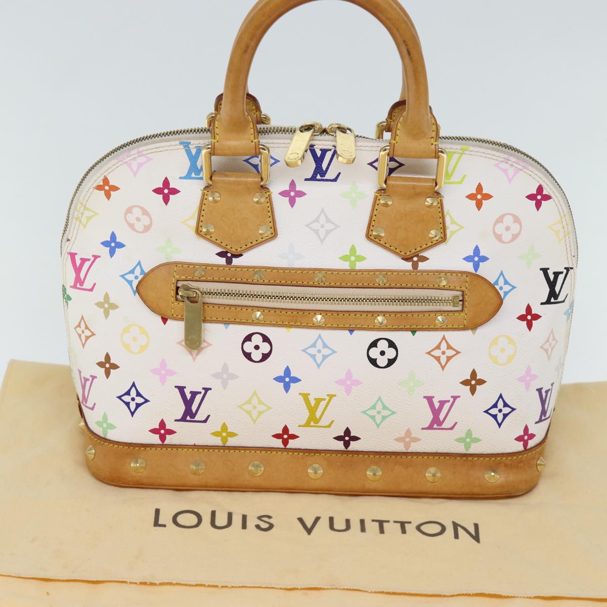 LOUIS VUITTON Monogram Multicolor Alma Hand Bag White M92647 LV Auth 71657