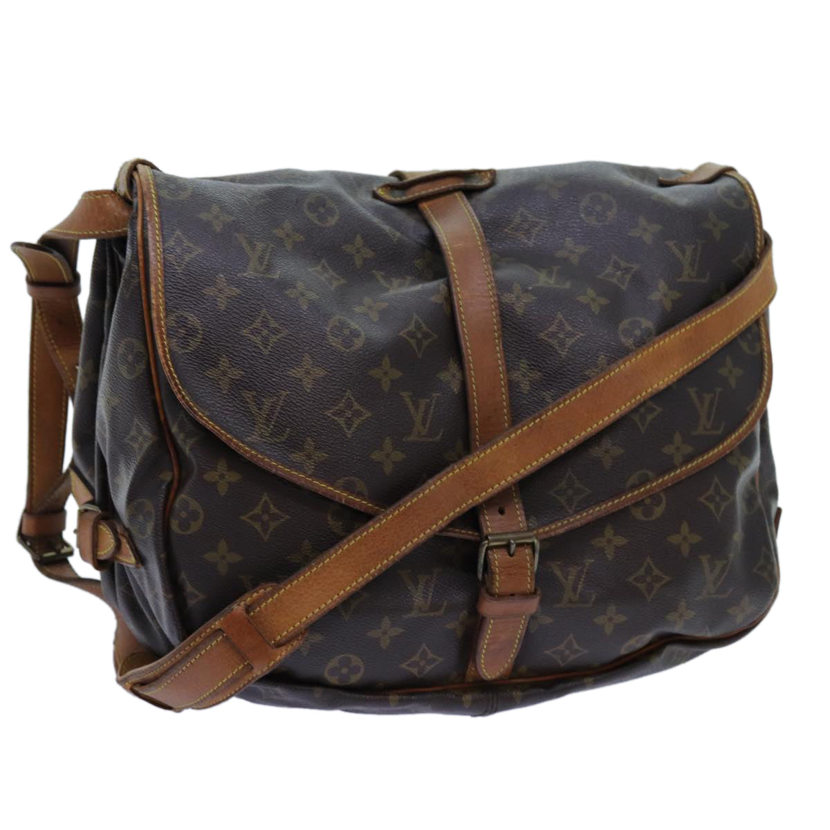 LOUIS VUITTON Monogram Saumur 35 Shoulder Bag M42254 LV Auth 71716