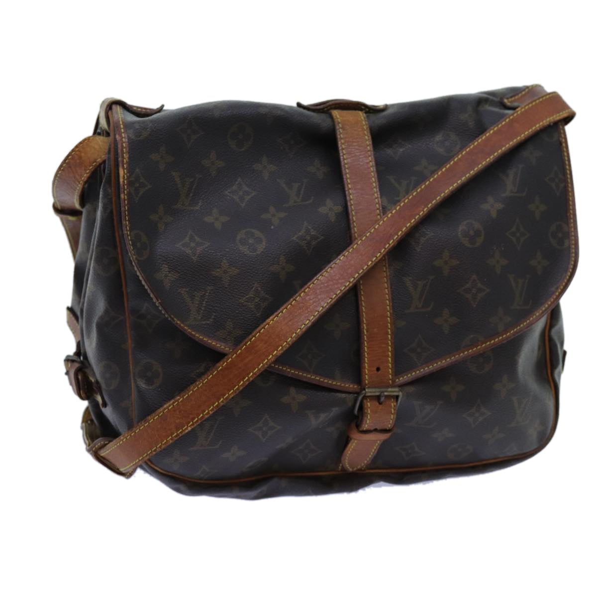 LOUIS VUITTON Monogram Saumur 35 Shoulder Bag M42254 LV Auth 71718