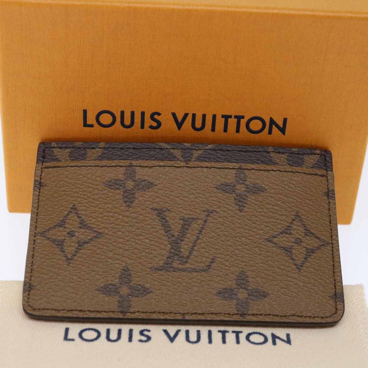 LOUIS VUITTON Monogram Reverse Porte Cartes Simple Card Case M69161 Auth 71724