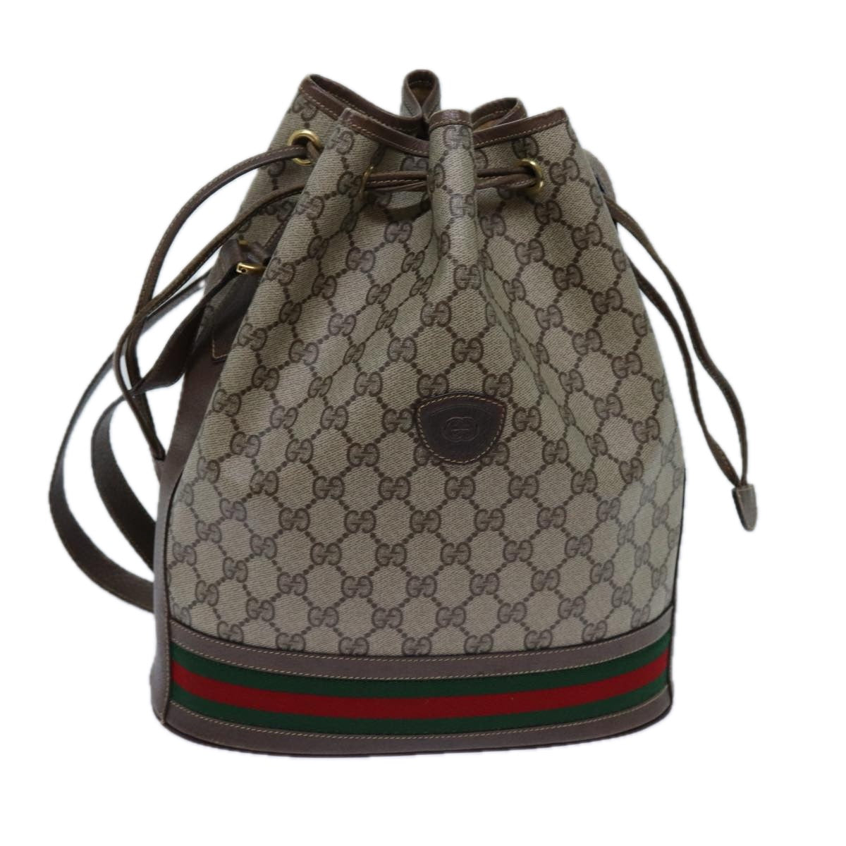 GUCCI GG Supreme Web Sherry Line Shoulder Bag PVC Beige 001 084 0850 Auth 71782