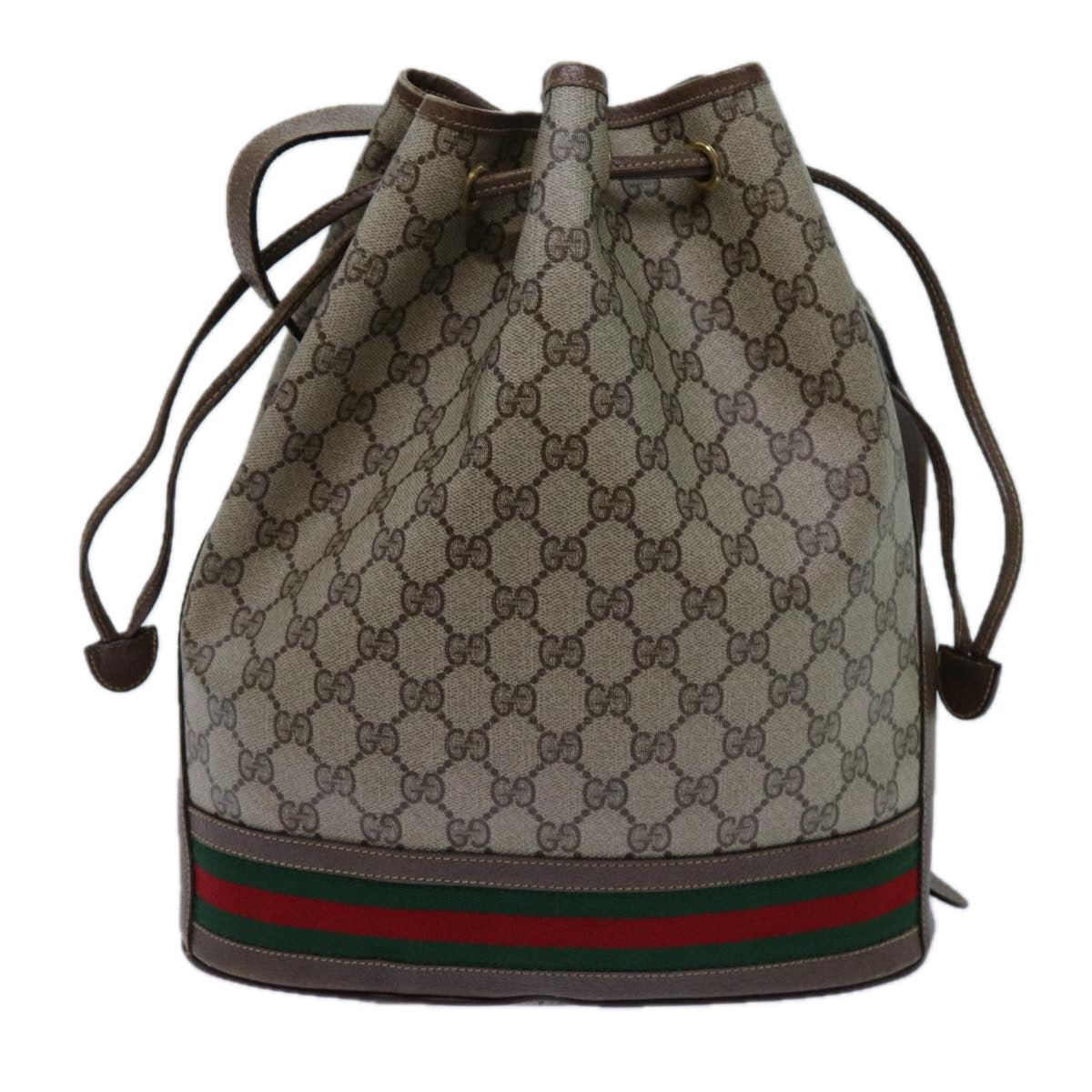 GUCCI GG Supreme Web Sherry Line Shoulder Bag PVC Beige 001 084 0850 Auth 71782 - 0