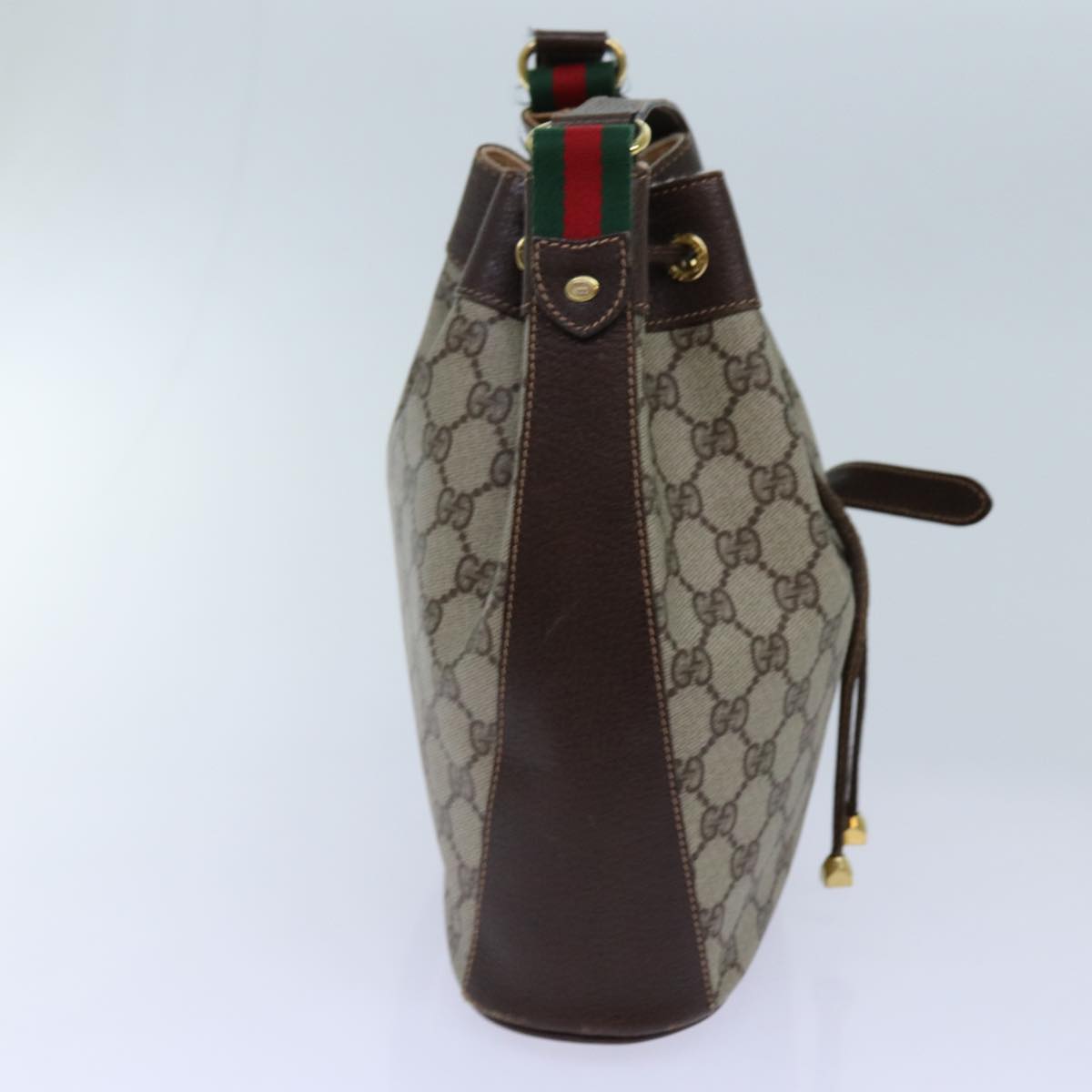 GUCCI GG Supreme Web Sherry Line Shoulder Bag PVC Beige 164 02 034 Auth 71812