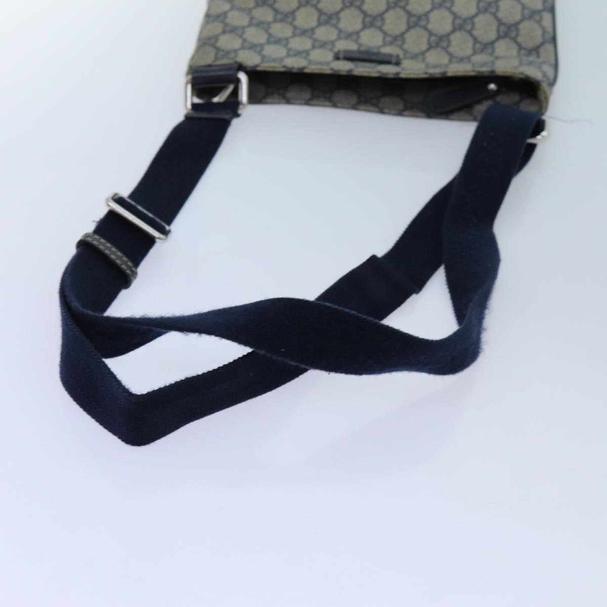 GUCCI GG Supreme Shoulder Bag PVC Navy 201538 Auth 71815