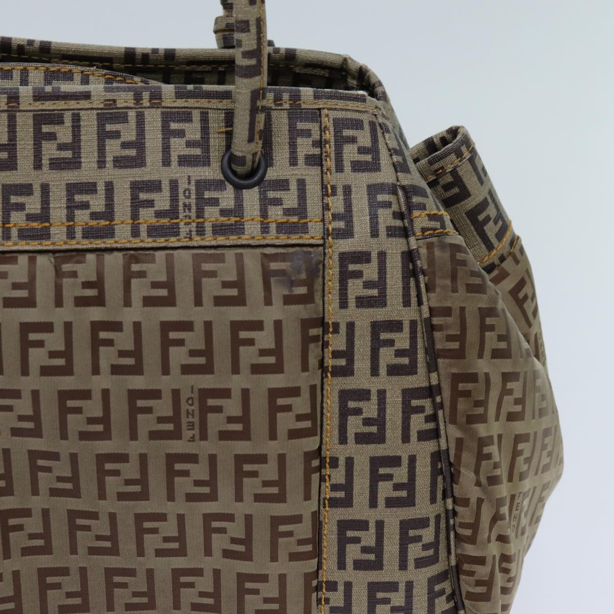 FENDI Zucchino Canvas Hand Bag Beige Auth 71826