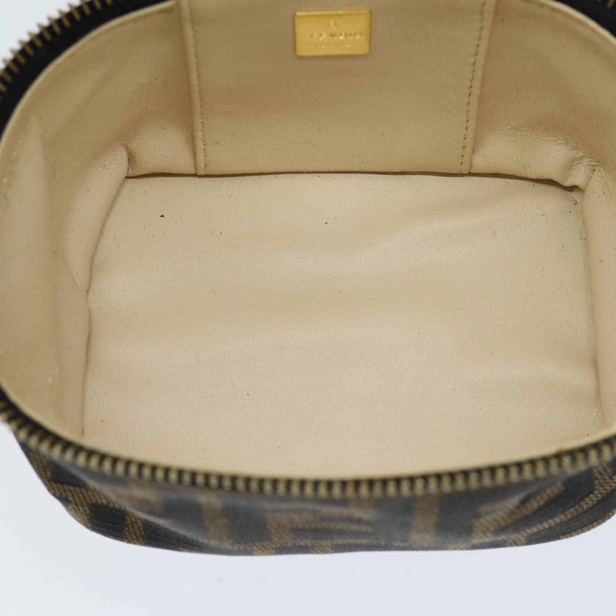 FENDI Zucca Canvas Vanity Cosmetic Pouch Brown Black Auth 71829