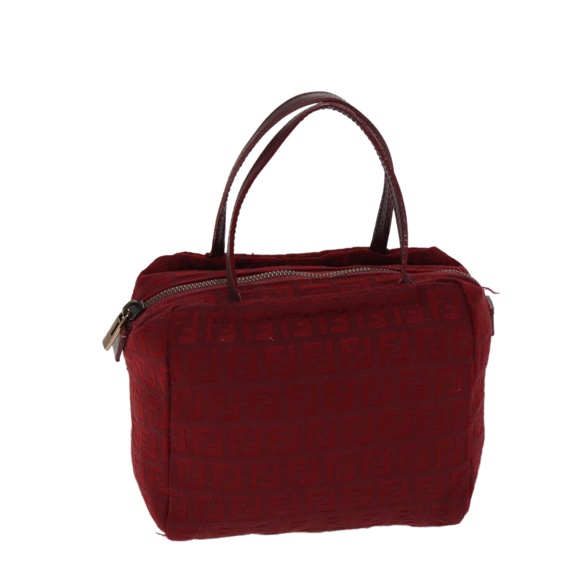 FENDI Zucchino Canvas Hand Bag Red Auth 71832