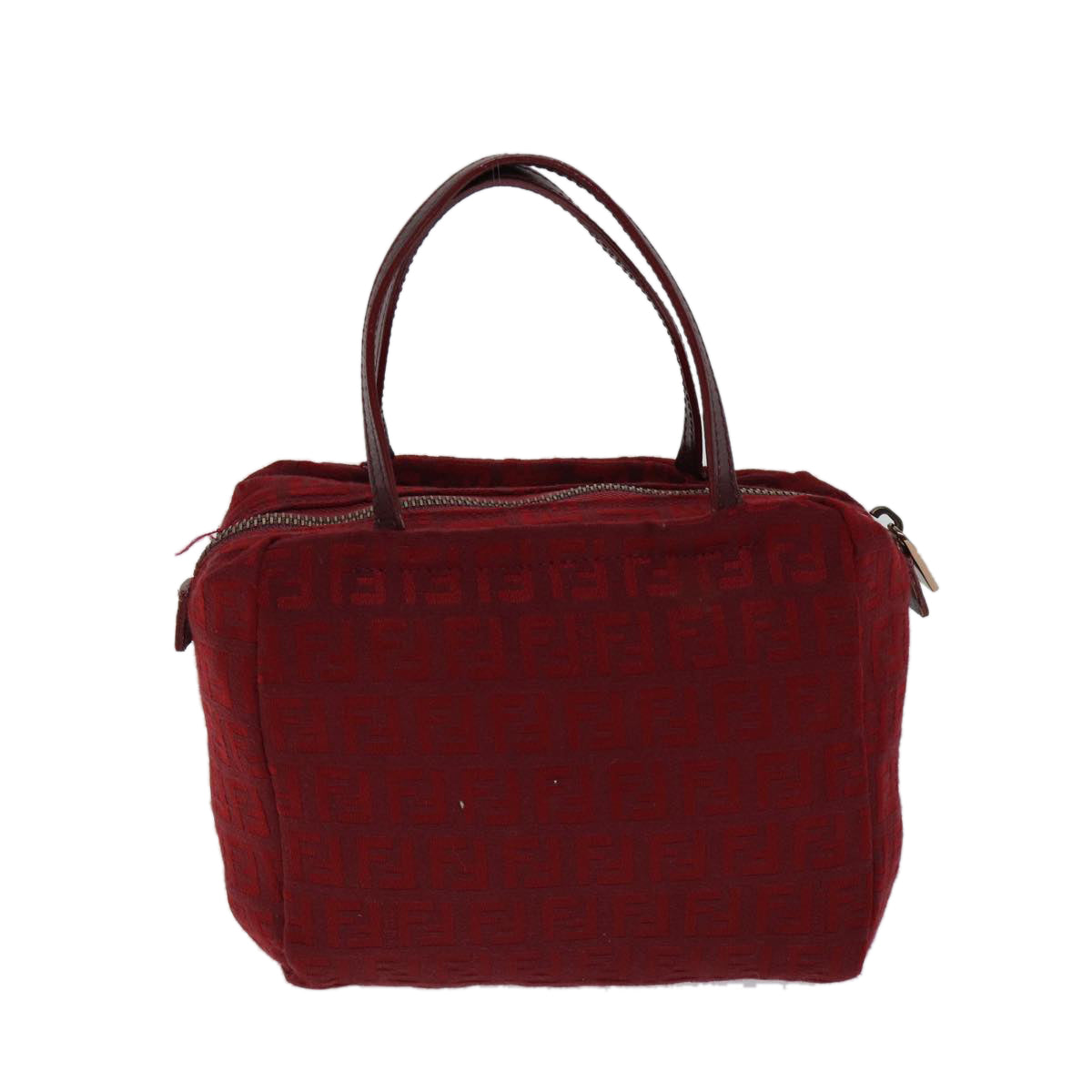 FENDI Zucchino Canvas Hand Bag Red Auth 71832