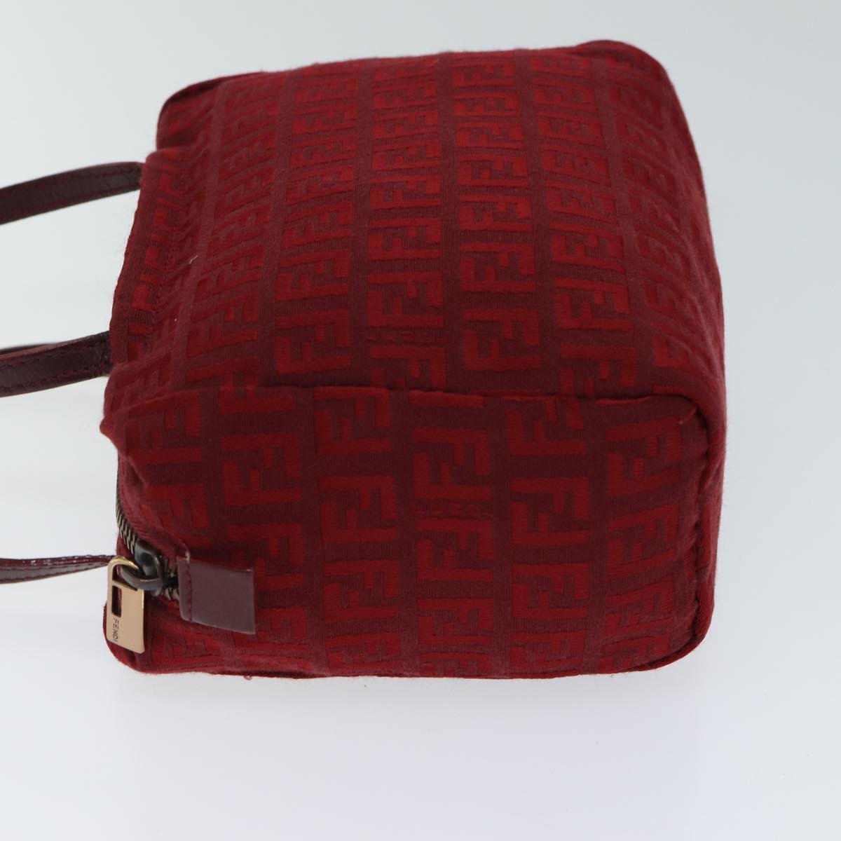 FENDI Zucchino Canvas Hand Bag Red Auth 71832