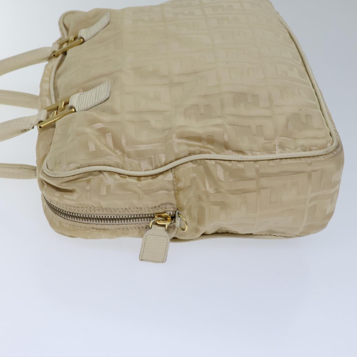 FENDI Zucca Canvas Hand Bag Nylon 2way Beige Auth 71835
