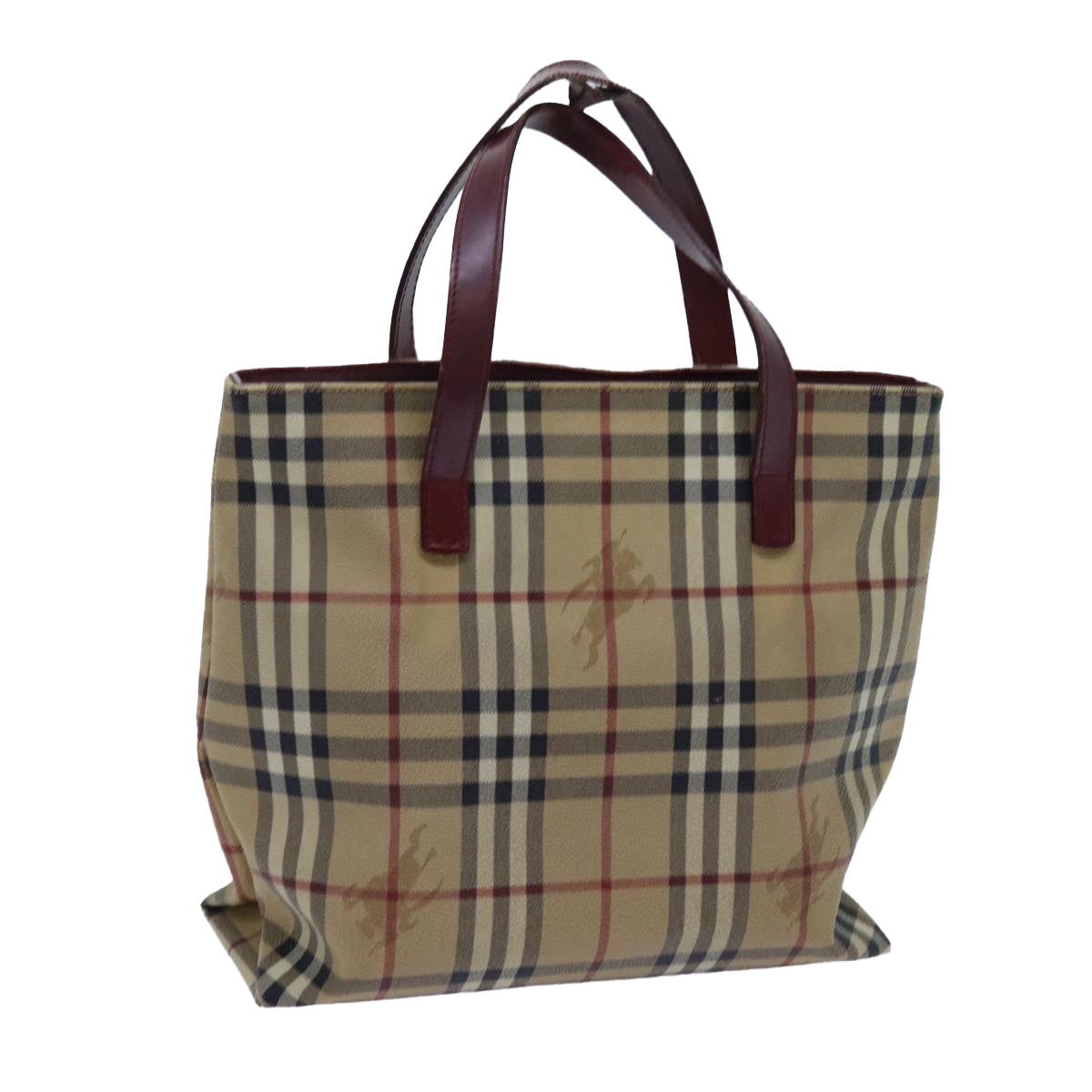 BURBERRY Nova Check Hand Bag PVC Beige Auth 71838