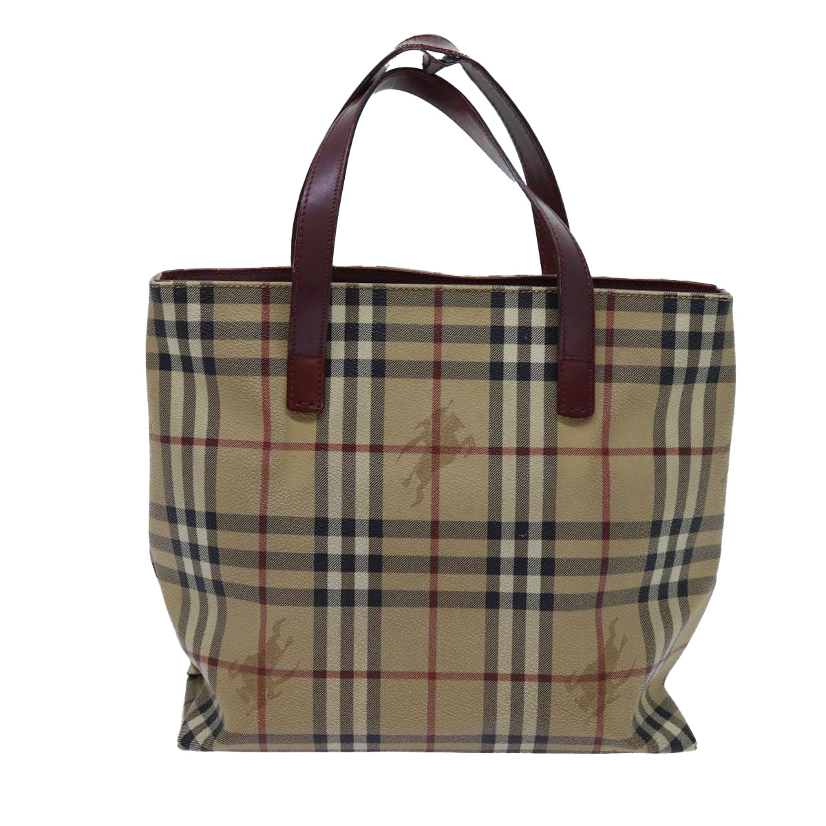 BURBERRY Nova Check Hand Bag PVC Beige Auth 71838