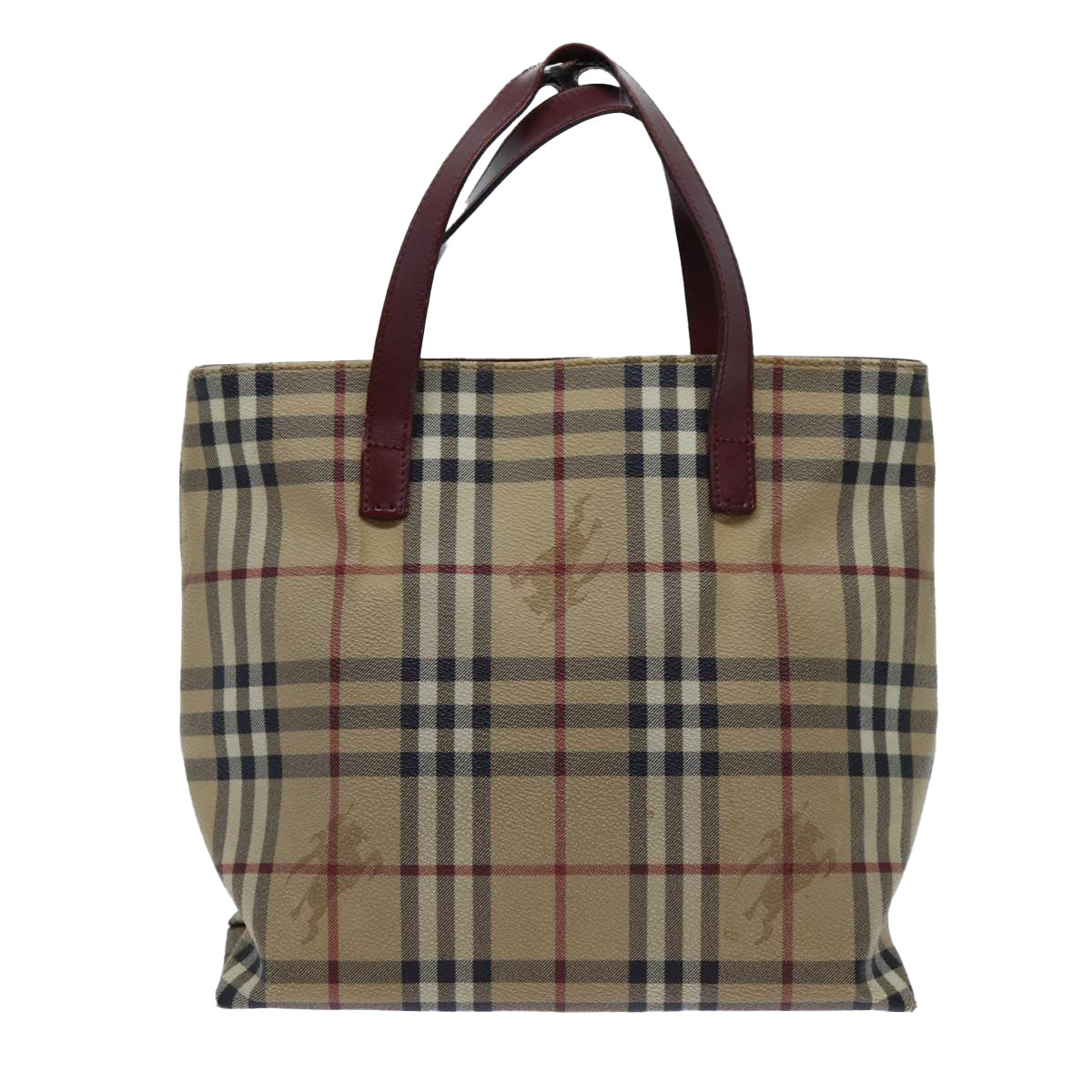 BURBERRY Nova Check Hand Bag PVC Beige Auth 71838 - 0