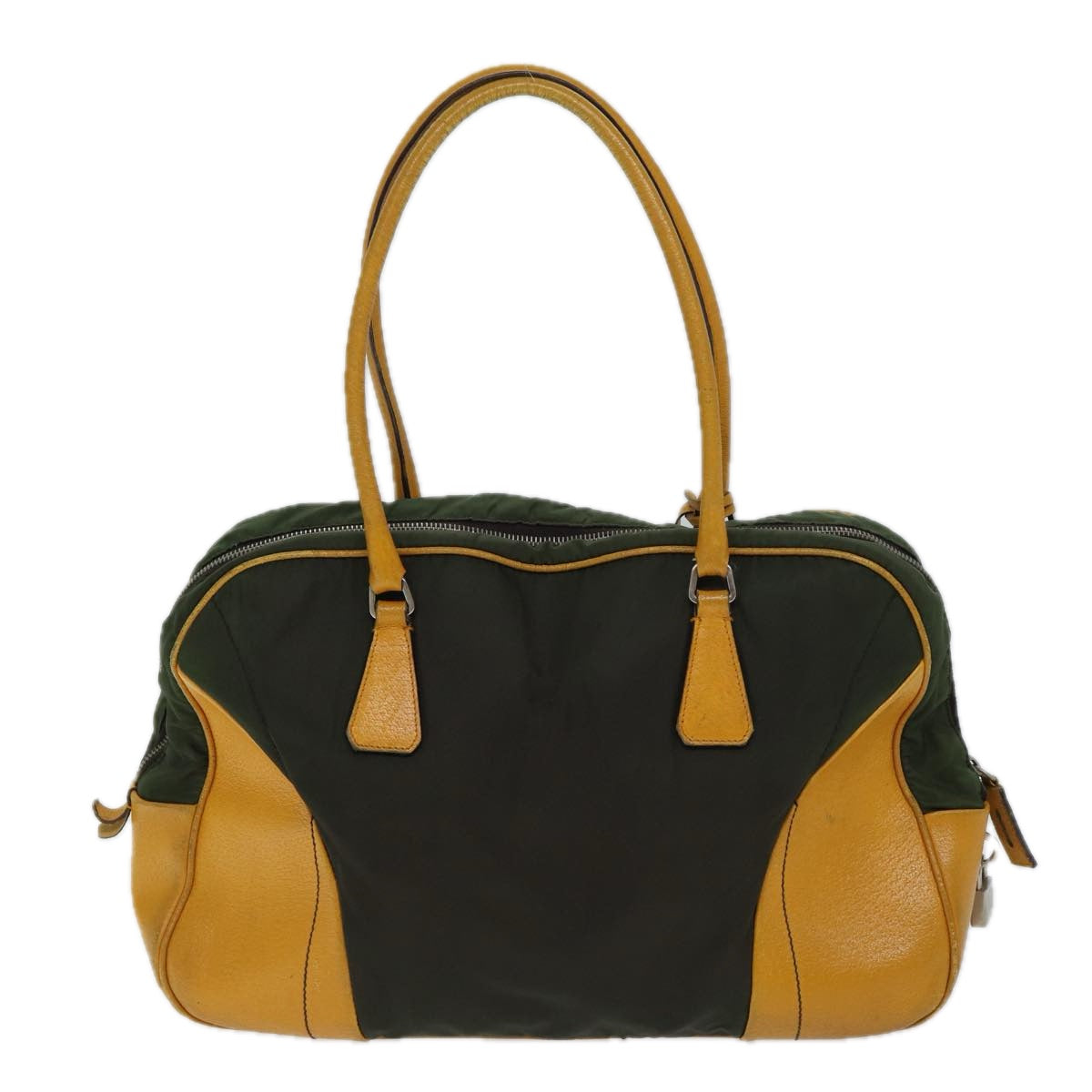 PRADA Shoulder Bag Nylon Khaki Yellow Auth 71843 - 0