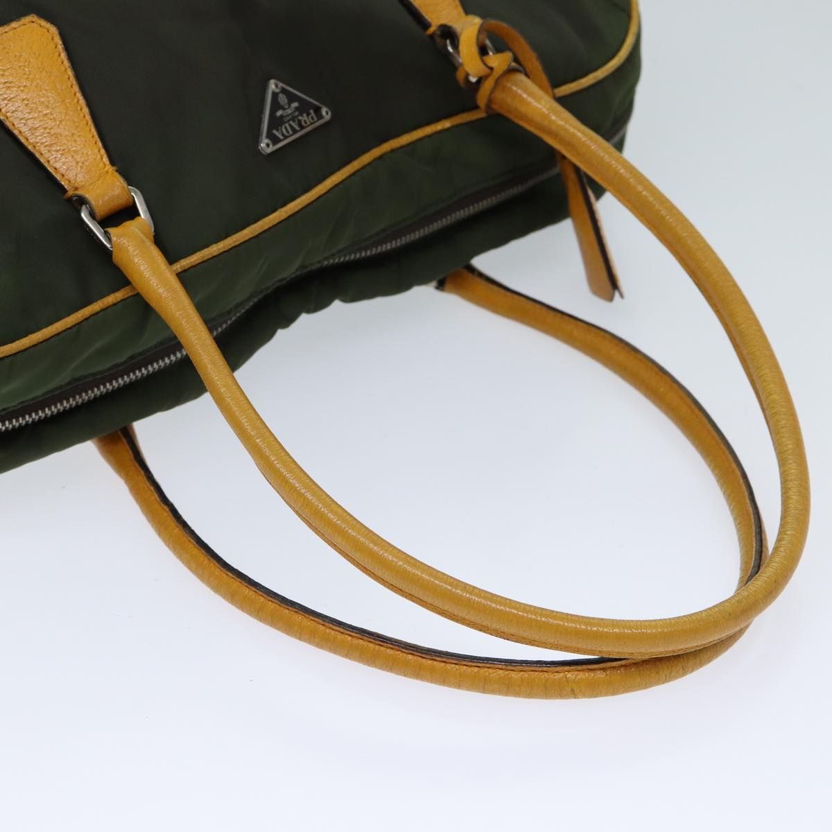 PRADA Shoulder Bag Nylon Khaki Yellow Auth 71843