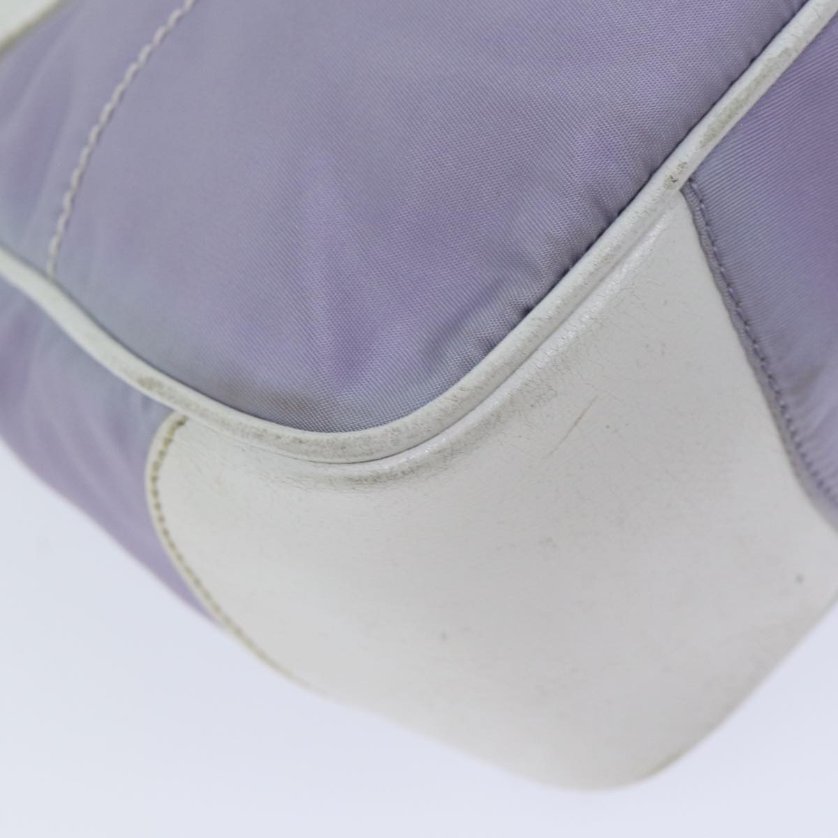 PRADA Hand Bag Nylon Purple White Auth 71847