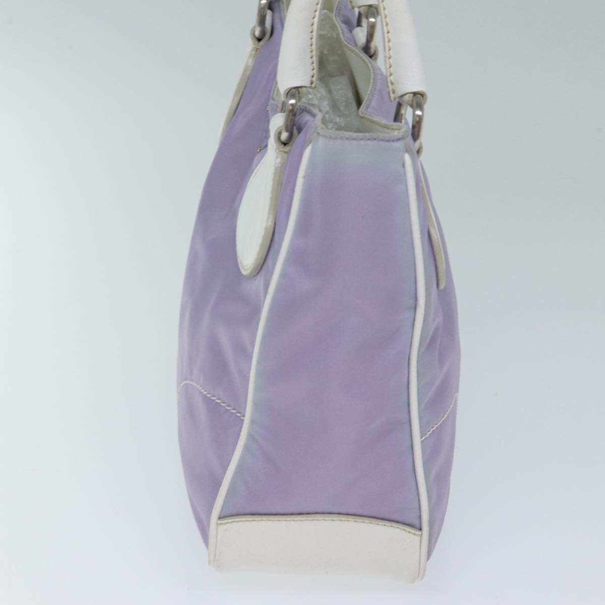 PRADA Hand Bag Nylon Purple White Auth 71847
