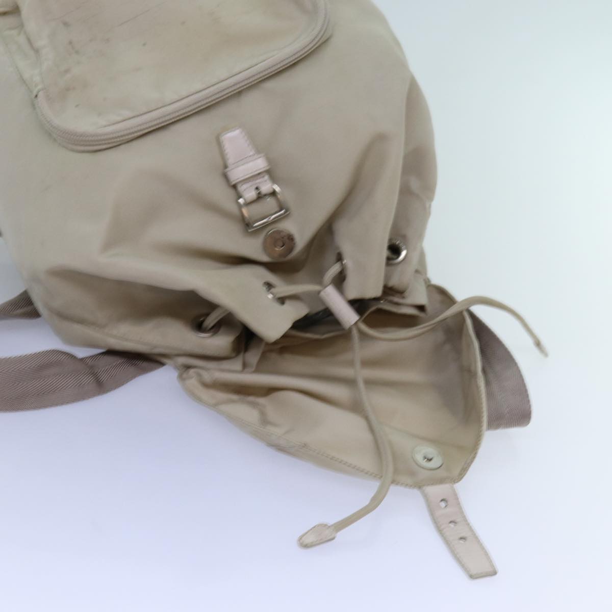 PRADA Backpack Nylon Cream Auth 71853