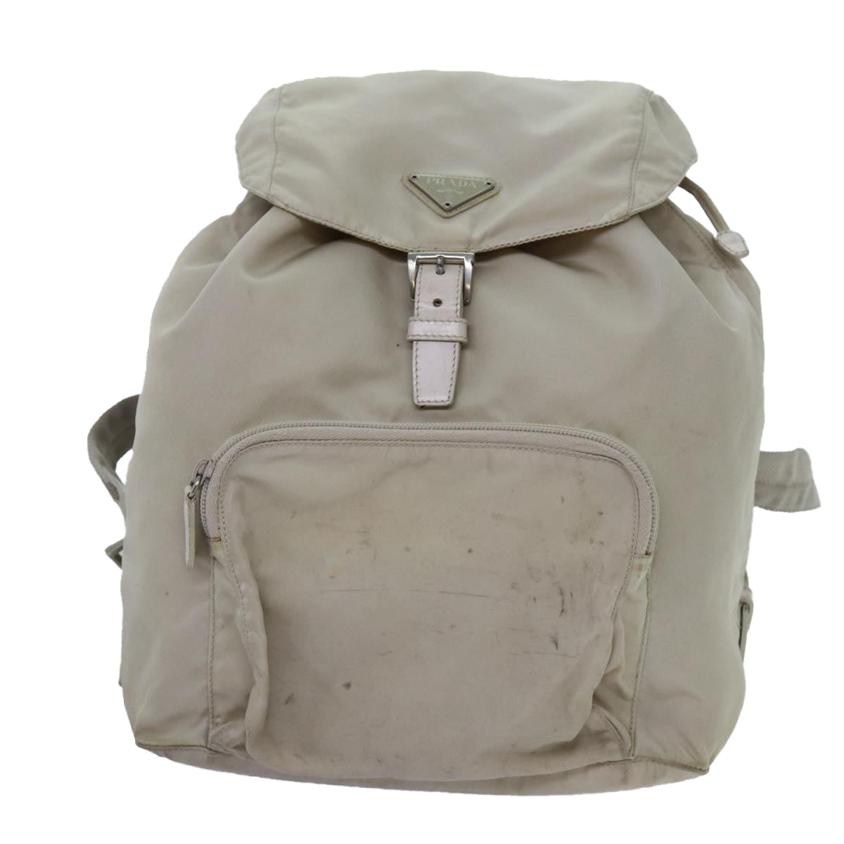 PRADA Backpack Nylon Cream Auth 71853