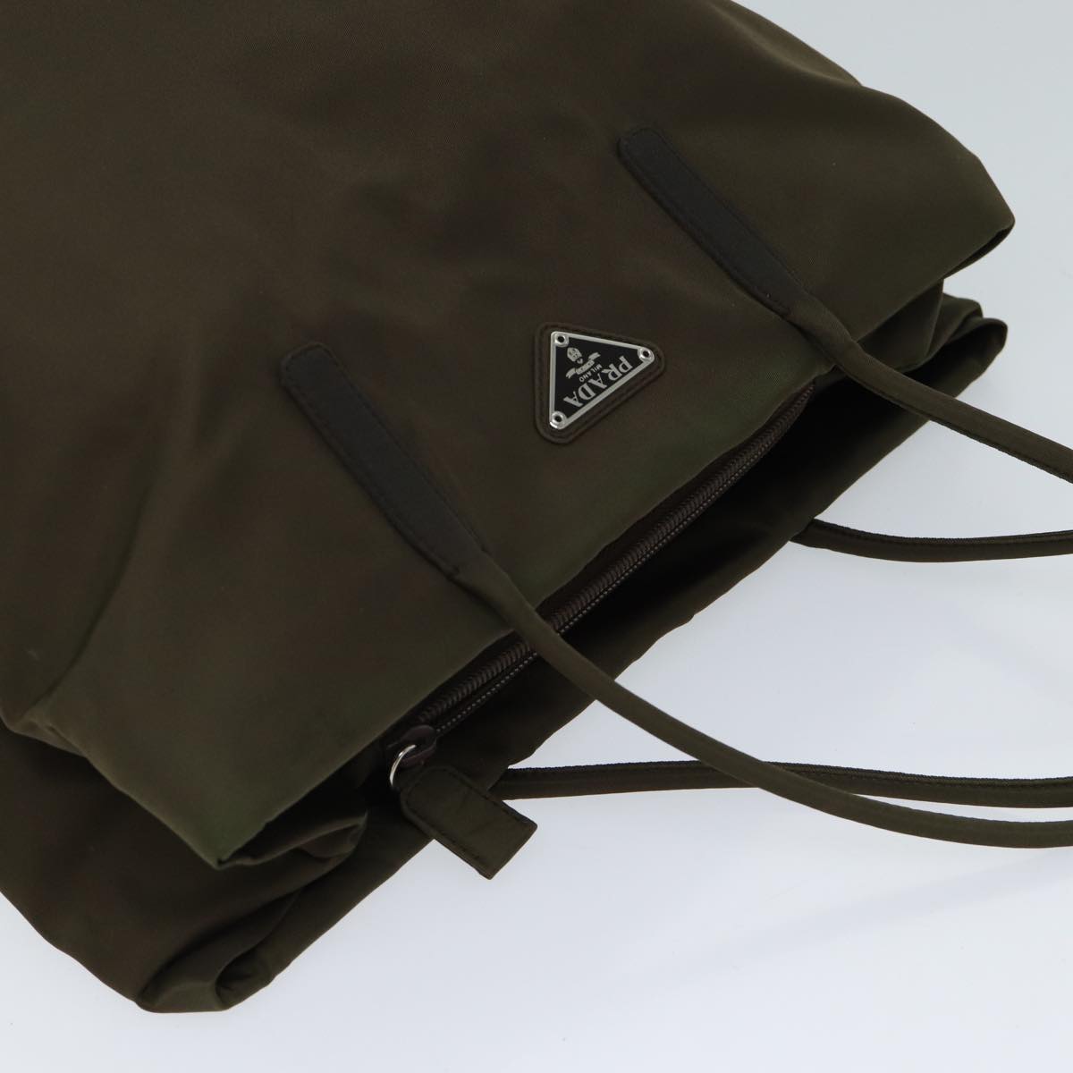 PRADA Tote Bag Nylon Khaki Auth 71855